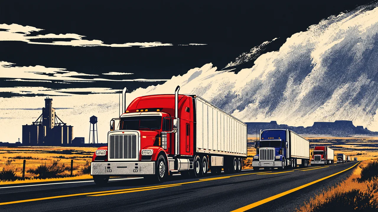 Illustration of tractor-trailers on the highways around Amarillo