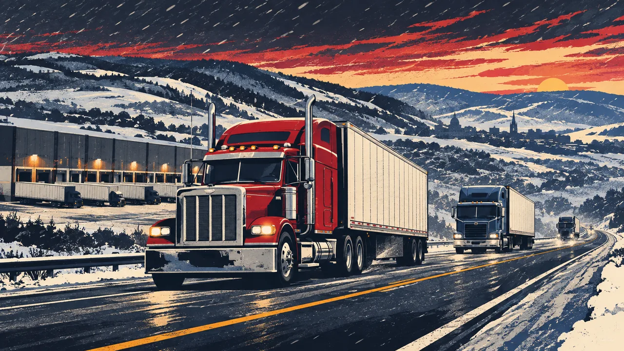 Illustration of tractor-trailers on the highways around Lehigh Valley & Harrisburg