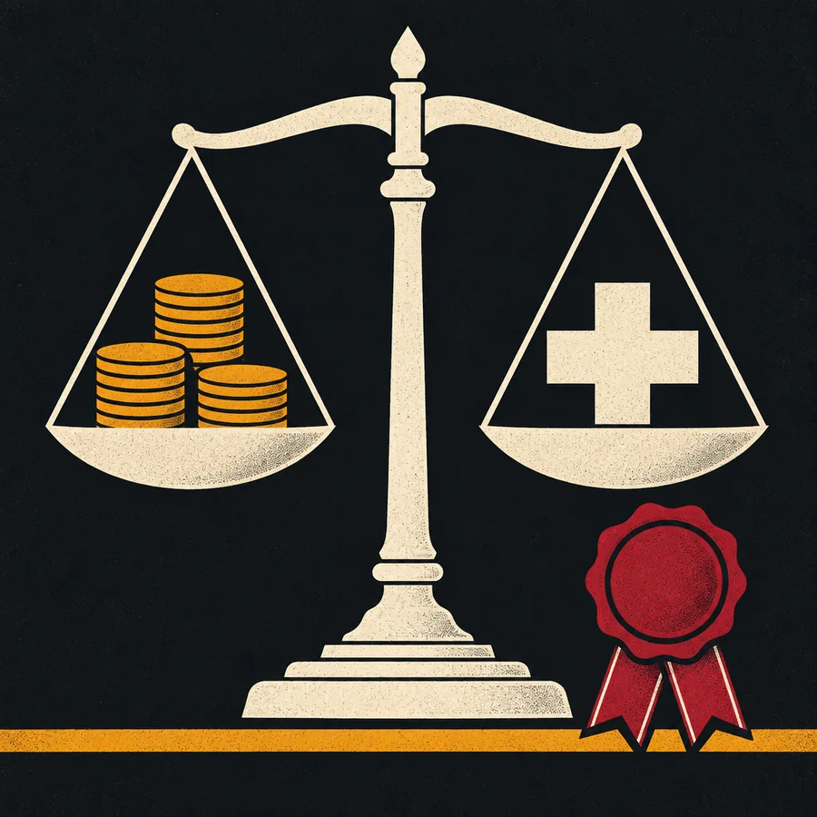 Gold coins and scales of justice representing compensation